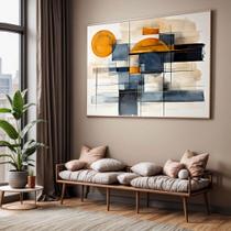 Quadro com Moldura Sala Quarto Abstrato Laranja e Azul Ilustração bege Decorativo Horizontal Grande Hall Quadro com Moldura Sala Quarto Abstrato Laranja e Azul Ilustração bege Decorativo Horizontal Grande Hall