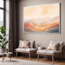 Quadro com Moldura Sala Quarto Abstrato Montanhas Terracota Decorativo Horizontal Grande Hall Cor:Moldura BrancaTamanho