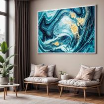 Quadro com Moldura Sala Quarto Azul Mármore Abstrato Decorativo Horizontal Grande Hall Quadro com Moldura Sala Quarto Azul Mármore Abstrato Decorativo Horizontal Grande Hall