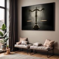 Quadro com Moldura Sala Quarto Balança Justiça Decorativo Horizontal Grande Hall