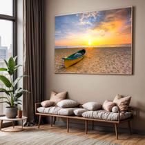 Quadro com Moldura Sala Quarto Barco Areia Paisagem Decorativo Horizontal Grande Hall