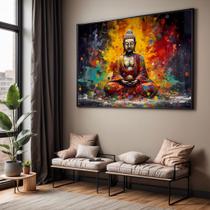 Quadro com Moldura Sala Quarto Buda Arte Colorida Buddha Abstrato Decorativo Horizontal Grande Hall Quadro com Moldura Sala Quarto Buda Arte Colorida Buddha Abstrato Decorativo Horizontal Grande Hall