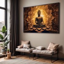 Quadro com Moldura Sala Quarto Buda Dourado Buddha Gold Decorativo Horizontal Grande Hall Quadro com Moldura Sala Quarto Buda Dourado Buddha Gold Decorativo Horizontal Grande Hall