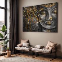 Quadro com Moldura Sala Quarto Buda Face Dourado Preto Decorativo Horizontal Grande Hall Quadro com Moldura Sala Quarto Buda Face Dourado Preto Decorativo Horizontal Grande Hall