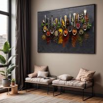 Quadro com Moldura Sala Quarto Colheres Tempero Cozinha Decorativo Horizontal Grande Hall Quadro com Moldura Sala Quarto Colheres Tempero Cozinha Decorativo Horizontal Grande Hall