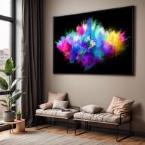 Quadro com Moldura Sala Quarto Explosão Colorida Decorativo Horizontal Grande Hall