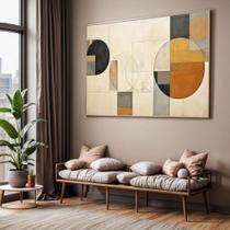 Quadro com Moldura Sala Quarto Geometrico Arte Bege Marrom Decorativo Horizontal Grande Hall Quadro com Moldura Sala Quarto Geometrico Arte Bege Marrom Decorativo Horizontal Grande Hall