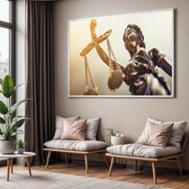 Quadro com Moldura Sala Quarto Justiça Balança Escritório Decorativo Horizontal Grande Hall