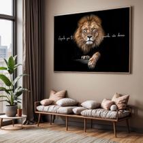 Quadro com Moldura Sala Quarto Leão Aquele que te Guarda Salmos Decorativo Horizontal Grande Hall