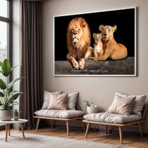 Quadro com Moldura Sala Quarto Leão Família Nunca Foi Sorte Decorativo Horizontal Grande Hall