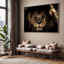 Quadro com Moldura Sala Quarto Leão Selvagem Decorativo Horizontal Grande Hall Cor:Moldura MadeiraTamanho:90 X 60 X 3 c Quadro com Moldura Sala Quarto Leão Selvagem Decorativo Horizontal Grande Hall Cor:Moldura MadeiraTamanho:90 X 60 X 3 c