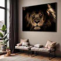 Quadro com Moldura Sala Quarto Leão Selvagem Decorativo Horizontal Grande Hall Cor:Moldura PretaTamanho:130 X 90 X 3 cm Quadro com Moldura Sala Quarto Leão Selvagem Decorativo Horizontal Grande Hall Cor:Moldura PretaTamanho:130 X 90 X 3 cm