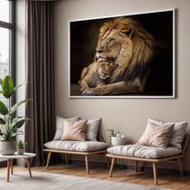 Quadro com Moldura Sala Quarto Leões Família Casal Decorativo Horizontal Grande Hall Quadro com Moldura Sala Quarto Leões Família Casal Decorativo Horizontal Grande Hall