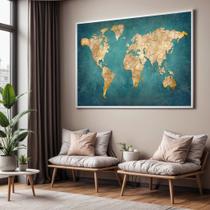 Quadro com Moldura Sala Quarto Mapa Mundi Verde Decorativo Horizontal Grande Hall Quadro com Moldura Sala Quarto Mapa Mundi Verde Decorativo Horizontal Grande Hall