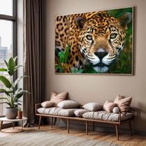 Quadro com Moldura Sala Quarto Onça Pintada Decorativo Horizontal Grande Hall