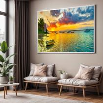 Quadro com Moldura Sala Quarto Paisagem Mar e Sol Decorativo Horizontal Grande Hall Quadro com Moldura Sala Quarto Paisagem Mar e Sol Decorativo Horizontal Grande Hall