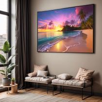 Quadro com Moldura Sala Quarto Paisagem Praia Por do Sol Decorativo Horizontal Grande Hall Quadro com Moldura Sala Quarto Paisagem Praia Por do Sol Decorativo Horizontal Grande Hall