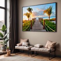 Quadro com Moldura Sala Quarto Pier Caminho Casa Praia Decorativo Horizontal Grande Hall