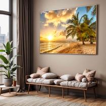 Quadro com Moldura Sala Quarto Praia Caribe Por do Sol Decorativo Horizontal Grande Hall Quadro com Moldura Sala Quarto Praia Caribe Por do Sol Decorativo Horizontal Grande Hall