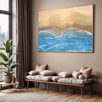 Quadro com Moldura Sala Quarto Praia Mar Areia Decorativo Horizontal Grande Hall Cor:Moldura MadeiraTamanho:130 X 90 X Quadro com Moldura Sala Quarto Praia Mar Areia Decorativo Horizontal Grande Hall Cor:Moldura MadeiraTamanho:130 X 90 X