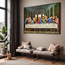 Quadro com Moldura Sala Quarto Santa Ceia Religioso Decorativo Horizontal Grande Hall Quadro com Moldura Sala Quarto Santa Ceia Religioso Decorativo Horizontal Grande Hall