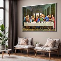 Quadro com Moldura Sala Quarto Santa Ceia Religioso Decorativo Horizontal Grande Hall Quadro com Moldura Sala Quarto Santa Ceia Religioso Decorativo Horizontal Grande Hall