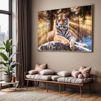 Quadro com Moldura Sala Quarto Tigre Deitado Decorativo Horizontal Grande Hall Quadro com Moldura Sala Quarto Tigre Deitado Decorativo Horizontal Grande Hall