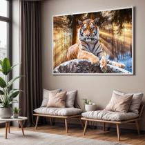 Quadro com Moldura Sala Quarto Tigre Deitado Decorativo Horizontal Grande Hall Quadro com Moldura Sala Quarto Tigre Deitado Decorativo Horizontal Grande Hall