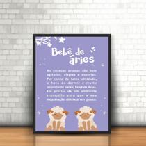 Quadro com Moldura Signos Zodíaco Astrologia Bebê de Áries