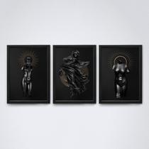 Quadro com moldura sol e fases da lua dourada Quadro com moldura sol e fases da lua dourada