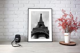 Quadro Com Moldura Torre Eiffel Preto e Branco