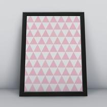 Quadro com moldura triangulo rosa e branco Fundo-Infantil-112-M1 Quadro com moldura triangulo rosa e branco Fundo-Infantil-112-M1