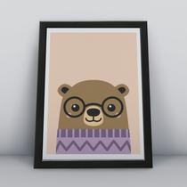 Quadro com moldura ursinho de óculos Ilustra-ao-64-M1 Quadro com moldura ursinho de óculos Ilustra-ao-64-M1