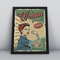 Quadro com moldura woman power feminismo poder mulheres Quadro com moldura woman power feminismo poder mulheres