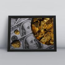 Quadro com molduradinheiro dolar e ouro