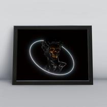 Quadro com molduraescultura grega caveira dourada