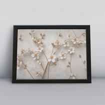 Quadro com molduraflores cerejeiras douradas