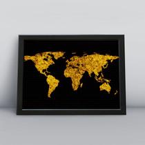 Quadro com molduramapa mundi dourado Quadro com molduramapa mundi dourado
