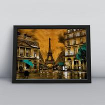 Quadro com molduraparis torre eiffel passeio na chuva
