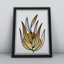 Quadro com molduraplanta dourada