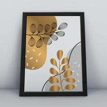 Quadro com molduraplantas abstratas douradas 3
