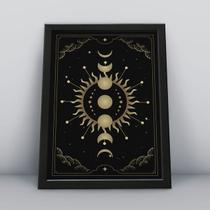 Quadro com moldurasol e fases da lua dourada Quadro com moldurasol e fases da lua dourada