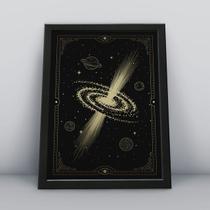 Quadro com molduravia lactea planetas