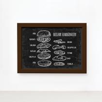 Quadro Comida Melhor Hambúrguer Moldura Marrom 22x32cm