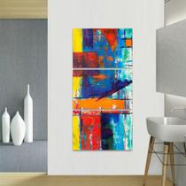 Quadro Conjunto Abstrato Artístico Estilo Pintura Vertical 3 Peças