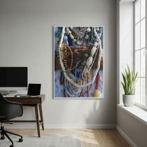 Quadro Conjunto de Contas de Orixás - Guias- 70x50cm Cor:Moldura Branca Quadro Conjunto de Contas de Orixás - Guias- 70x50cm Cor:Moldura Branca