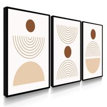 Quadro Conjunto Trio Boho Chic Neutro 55x40 Com Moldura Quadro Conjunto Trio Boho Chic Neutro 55x40 Com Moldura