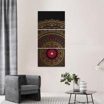 Quadro Conjunto Vertical Mandala Preto e Vermelho 3 Peças Quadro Conjunto Vertical Mandala Preto e Vermelho 3 Peças