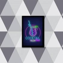 Quadro Copo Cocktail Bar Simulando Neon 24X18Cm 001