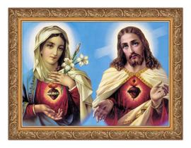 Quadro coração de jesus e maria